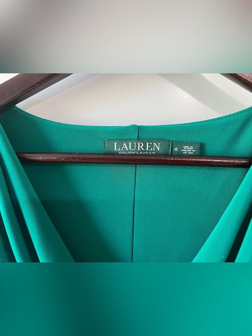 Ralph Lauren Cowl Neck Ruched Cocktail Sheath Dress Emerald Green Size 6 Elegant - Picture 5 of 8